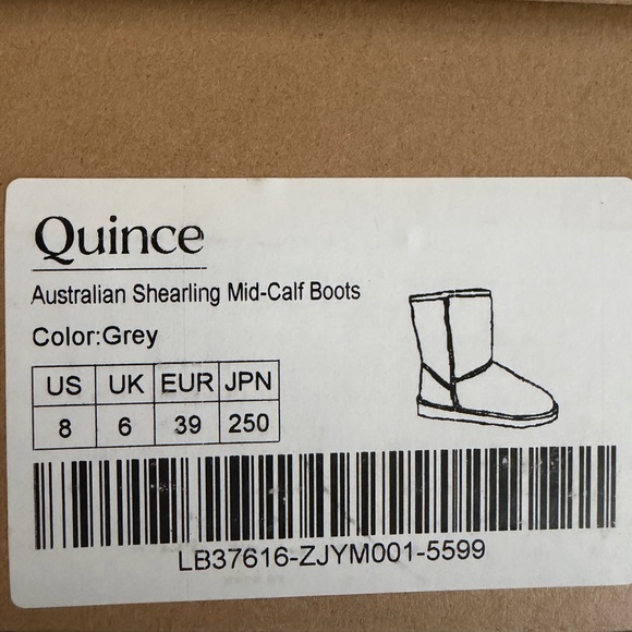 QUINCE Australian Shearling Mid-Calf Color Grey Boot Size 8 - Picture 3 of 3